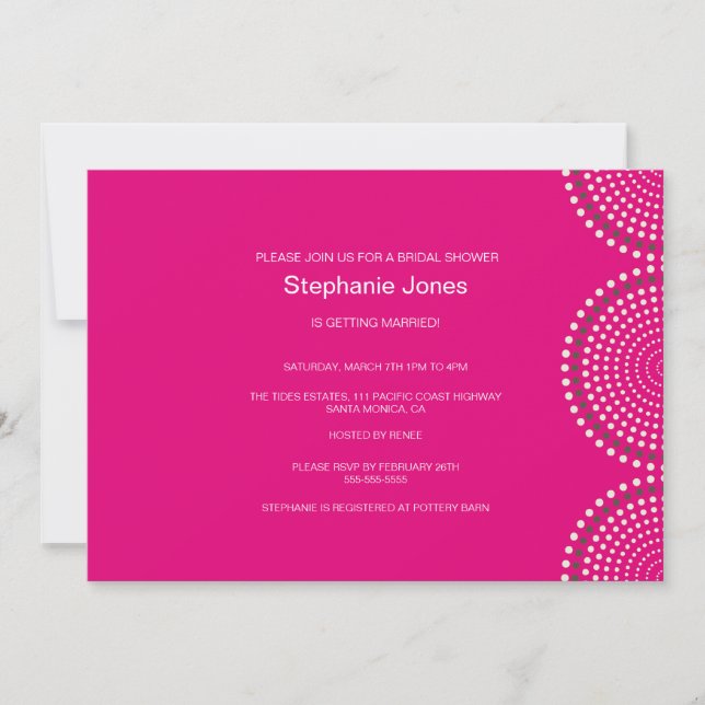 Modern Hot Pink Circles Bridal Shower Invitation (Front)