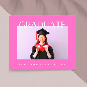 modern hot pink college senior photo graduate anno