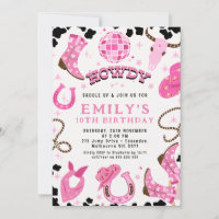 Modern Hot Pink Disco Twins Cowgirls Birthday 