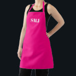 Modern hot pink fuchsia custom monogram initials  apron<br><div class="desc">Personalised custom monogram initials hot pink fuchsia solid plain modern Apron. Customisable white text, hot pink, fuchsia solid plain colour background. you can also choose your strap colour. Unisex. great gift for mum, dad, friends and yourself! Modern, minimalist, simple, stylish design. If you have any questions regarding customisation feel free...</div>
