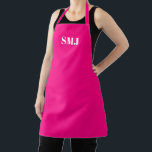 Modern hot pink fuchsia custom monogram initials  apron<br><div class="desc">Personalised custom monogram initials hot pink fuchsia solid plain modern Apron. Customisable white text, hot pink, fuchsia solid plain colour background. you can also choose your strap colour. Unisex. great gift for mum, dad, friends and yourself! Modern, minimalist, simple, stylish design. If you have any questions regarding customisation feel free...</div>