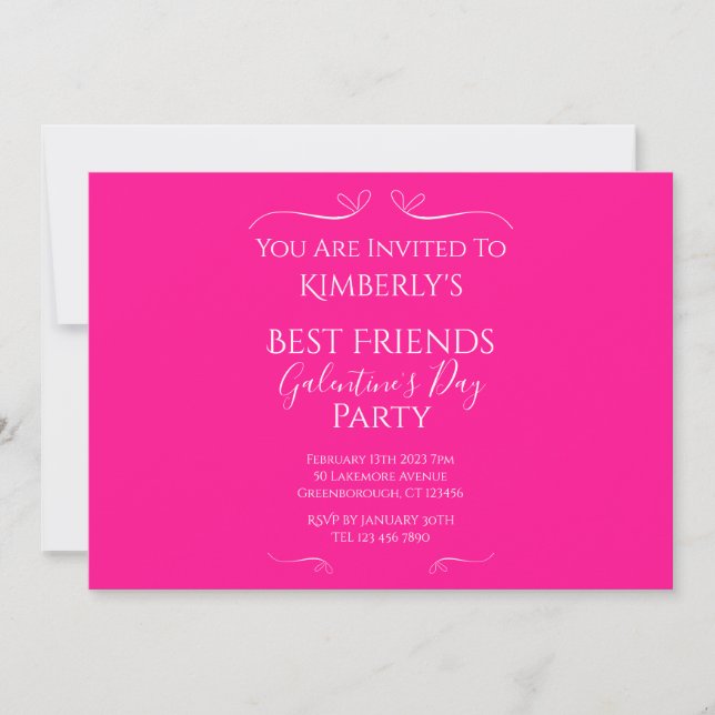 Modern Hot Pink Galentine's Day Party Invitation (Front)