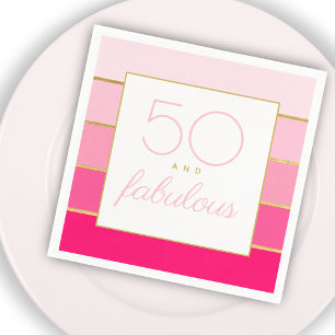 Modern Hot Pink & Gold 50 and fabulous birthday Napkin
