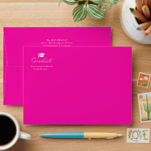 Modern Hot Pink Graduate  Graduation Envelope