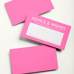 Modern Hot Pink Graduate Student Graduation Party Advice Card