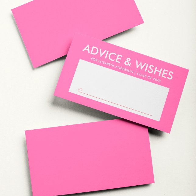 Modern Hot Pink Graduate Student Graduation Party Advice Card (Creator Uploaded)