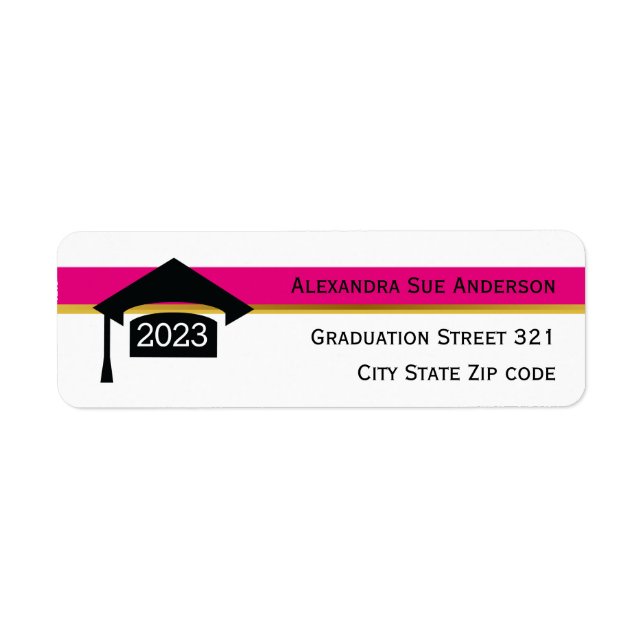 Modern hot pink graduation 2021 cap black, white (Front)