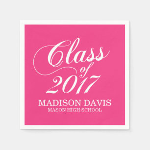 Modern Hot Pink   Graduation Napkins