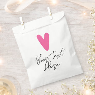 Modern Hot Pink Heart Personalised Party Favour Bags