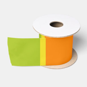 Modern Hot Pink, Lime, Yellow, and Orange Stripes Satin Ribbon