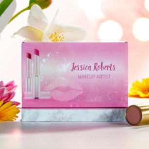 Modern Hot Pink Lips Makeup Artist Magnetic Business Card