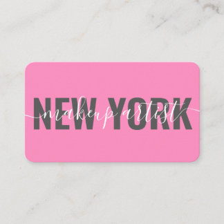 Modern hot pink makeup artist script signature business card