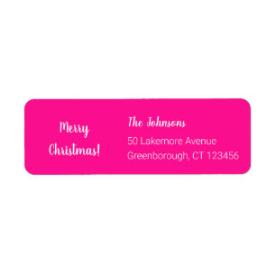 Modern Hot Pink Merry Christmas Return Address