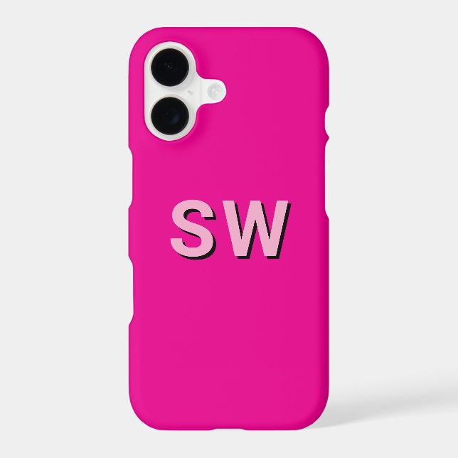 Modern hot pink monogrammed (Back)
