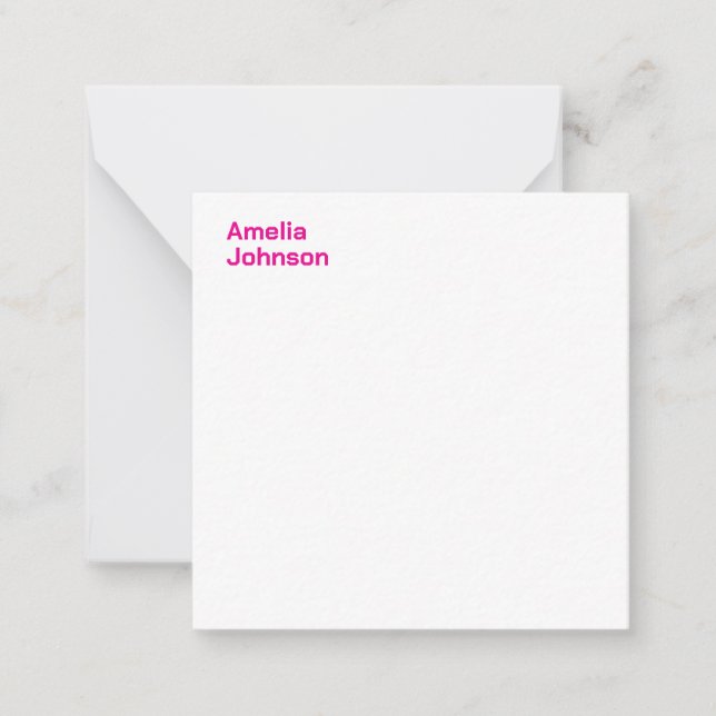 Modern Hot Pink Name Minimalist Professional Card (Front)