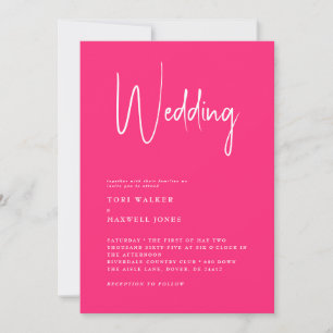 Modern Hot Pink No Parents Wedding Invitation
