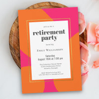 Modern Hot Pink Orange Abstract Retirement Party