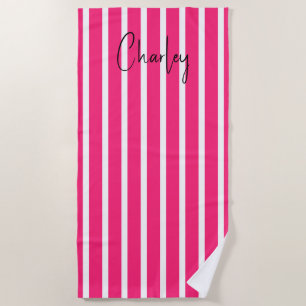 Modern Hot Pink Personalised Beach Towel