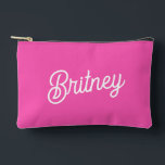 Modern Hot Pink  Personalised Monogram and Name  Accessory Pouch<br><div class="desc">Introducing our Modern Hot Pink Personalised Monogram and Name Accessory Pouch, a chic and practical solution for organising your essentials. This pouch features a vibrant hot pink design, personalised with your monogram and name, adding a unique touch to your accessories. Perfect for storing makeup, toiletries, tech gadgets, or everyday items,...</div>