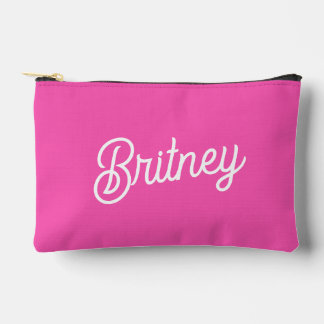 Modern Hot Pink Personalised Monogram and Name Accessory Pouch