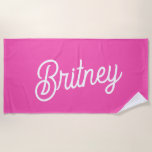 Modern Hot Pink  Personalised Monogram and Name  Beach Towel<br><div class="desc">Introducing our Modern Hot Pink Personalised Monogram and Name Beach Towel, designed to make a splash at the beach or poolside. This eye-catching towel features a bold hot pink colour, personalised with your monogram and name for a distinctive touch. Made from plush, absorbent cotton, it ensures comfort and quick drying...</div>