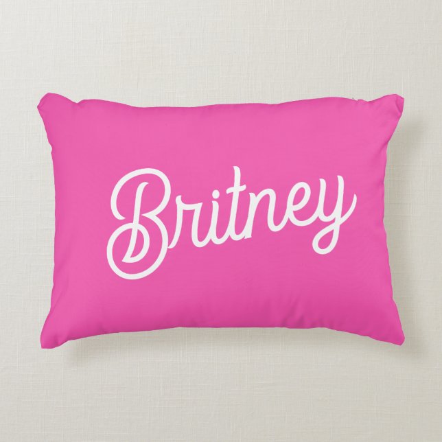 Modern Hot Pink  Personalised Monogram and Name  Decorative Cushion (Front)