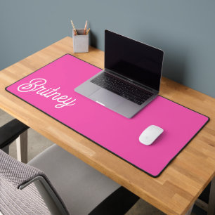 Modern Hot Pink  Personalised Monogram and Name  Desk Mat