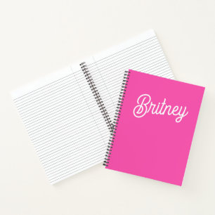 Modern Hot Pink  Personalised Monogram and Name  Notebook
