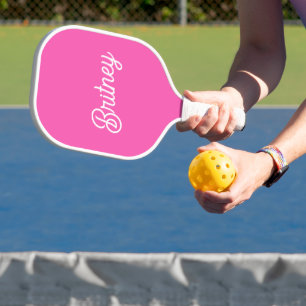 Modern Hot Pink  Personalised Monogram and Name  Pickleball Paddle