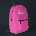 Modern Hot Pink  Personalised Monogram and Name  Printed Backpack<br><div class="desc">Introducing our Modern Hot Pink Personalised Monogram and Name Printed Backpack, the perfect blend of style and functionality for your everyday needs. This backpack features a bold hot pink design, personalised with your monogram and name, making it a standout accessory. Ideal for school, work, travel, or casual outings, it combines...</div>