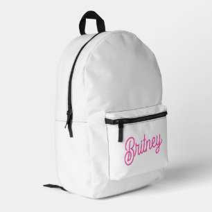 Modern Hot Pink  Personalised Monogram and Name  Printed Backpack
