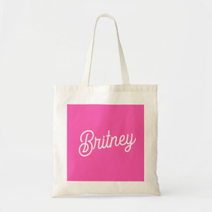 Modern Hot Pink Personalised Monogram and Name Tote Bag