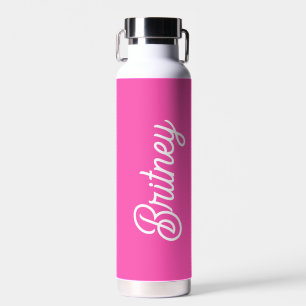 Modern Hot Pink  Personalised Monogram and Name  Water Bottle