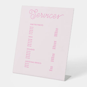 Modern Hot Pink Salon Price List Service Menu Pedestal Sign