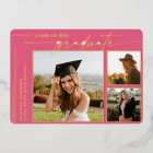 Modern Hot Pink Script Graduate Photo Graduation