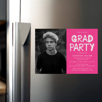 Modern Hot Pink Spray Paint Photo Graduation Party