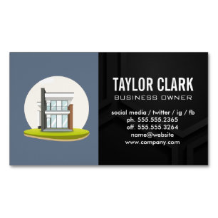 Modern House Black Background Magnetic Business Card