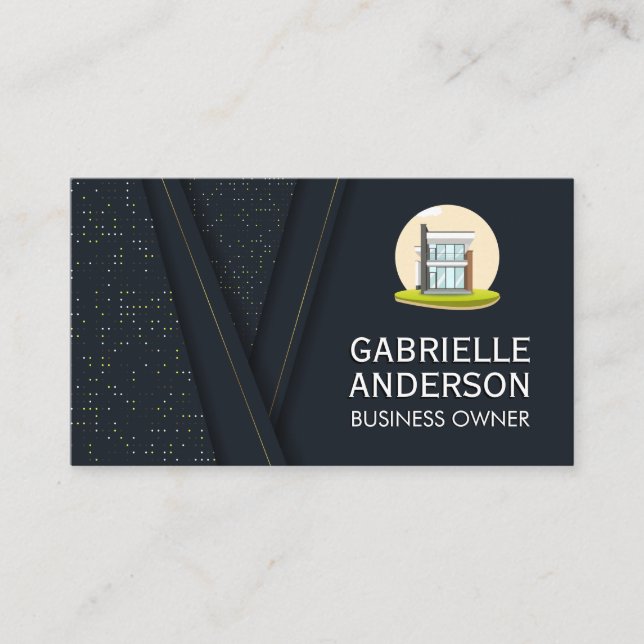 Modern House Building Icon Business Card (Front)