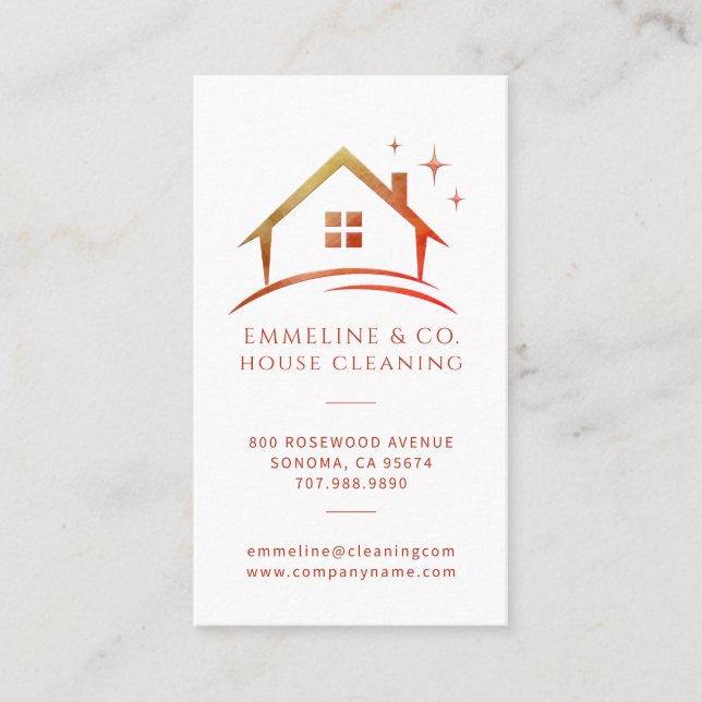 Modern House Cleaning Business Card (Front)