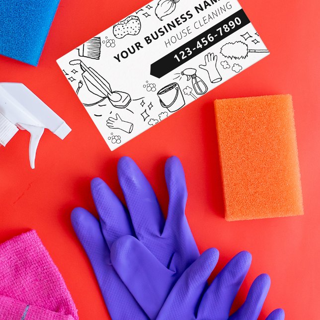 Modern House Cleaning Housekeeping Janitorial Business Card (Modern House Cleaning Housekeeping Janitorial Business Card)