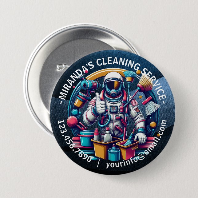 Modern House Cleaning Maid Service Housekeeping 7.5 Cm Round Badge (Front & Back)