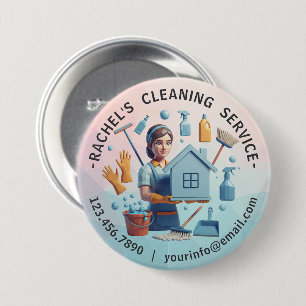 Modern House Cleaning Maid Service Housekeeping 7.5 Cm Round Badge
