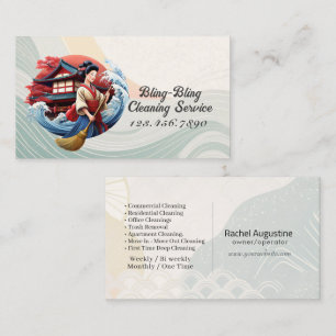 Modern House Cleaning Maid Service Housekeeping Bu Business Card