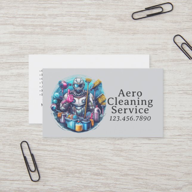 Modern House Cleaning Maid Service Housekeeping Business Card (Front/Back In Situ)
