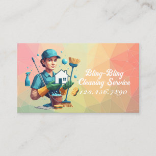 Modern House Cleaning Maid Service Housekeeping Business Card