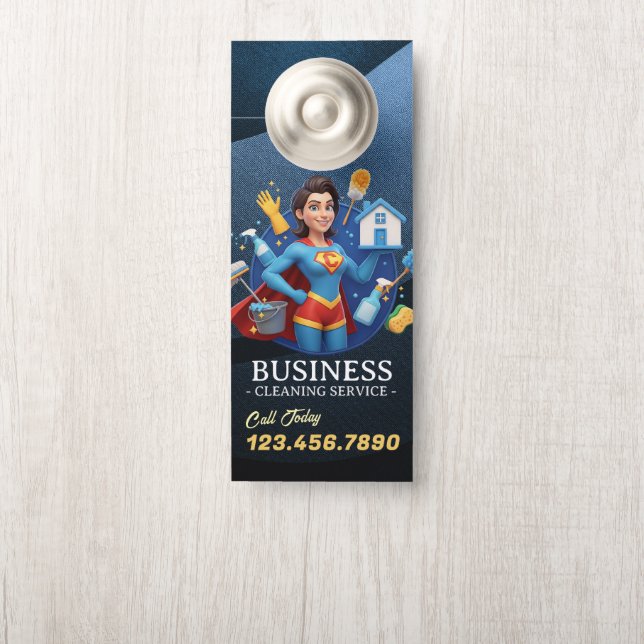 Modern House Cleaning Maid Service Housekeeping Door Hanger (On Knob)