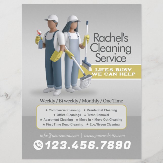 Modern House Cleaning Maid Service Housekeeping Flyer (Front)