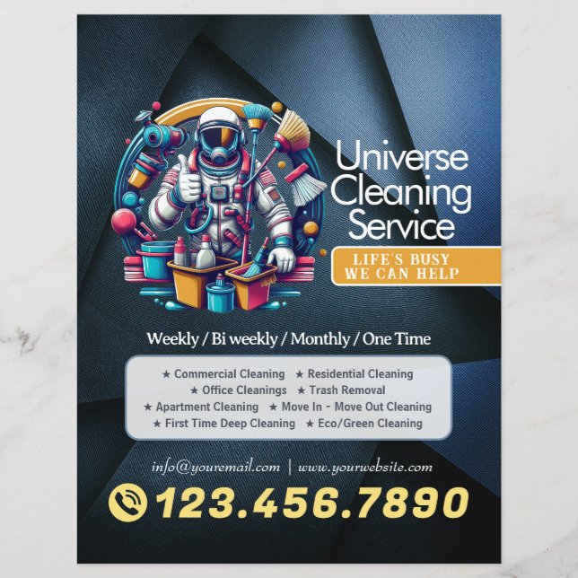 Modern House Cleaning Maid Service Housekeeping Flyer (Front)
