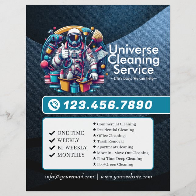 Modern House Cleaning Maid Service Housekeeping Flyer (Front)