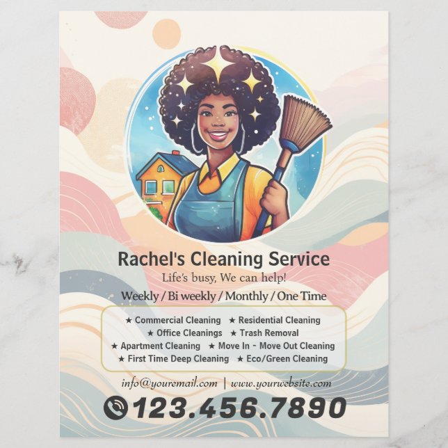 Modern House Cleaning Maid Service Housekeeping Flyer (Front)
